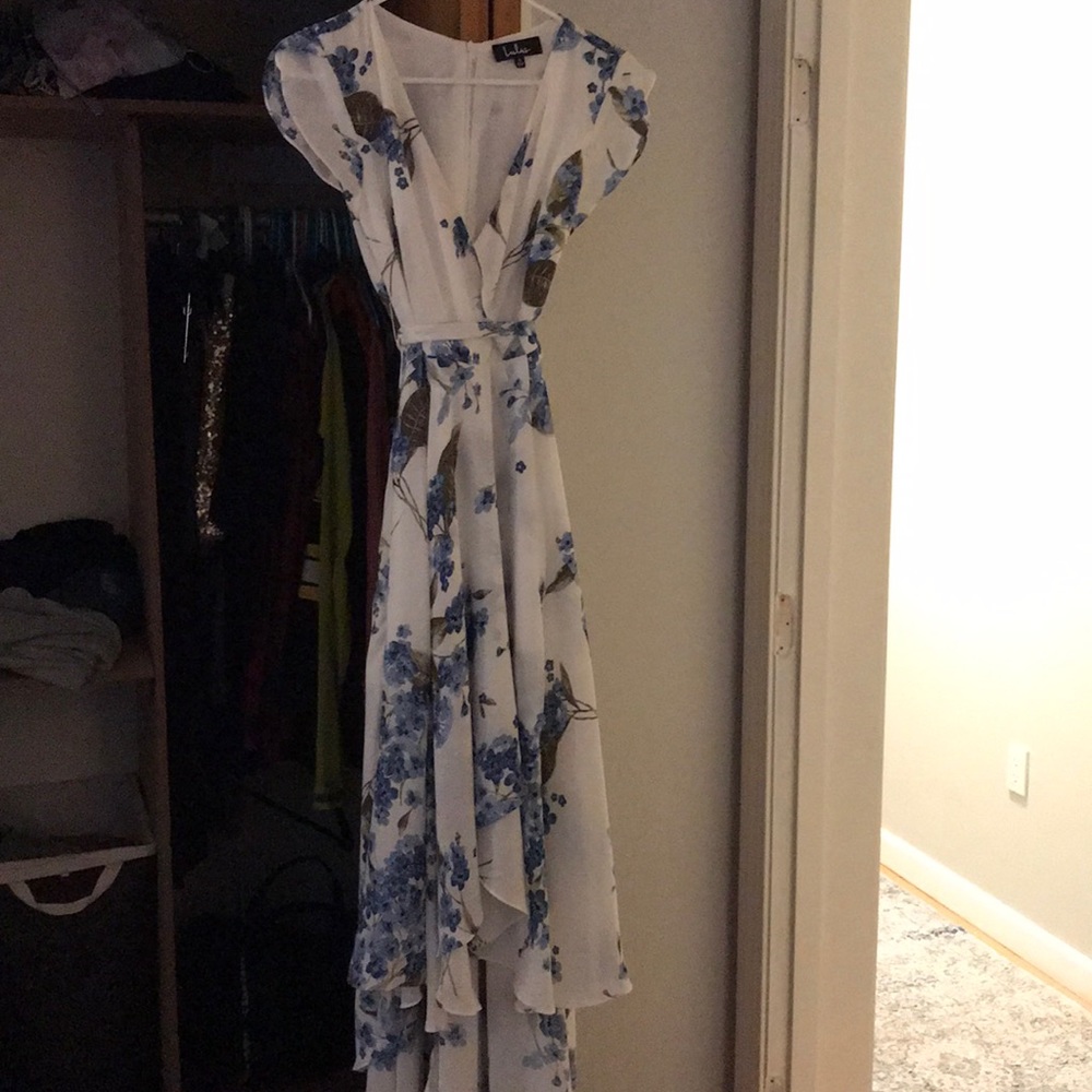 Lulus French countryside white floral hi-lo dress